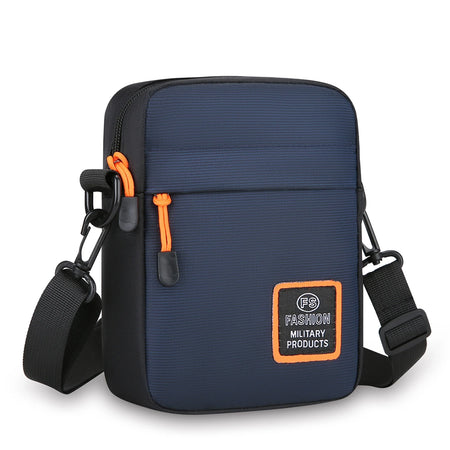 Men&rsquo;s Lightweight Nylon Crossbody Bag with Multiple Compartments and Adjustable Strap Blue