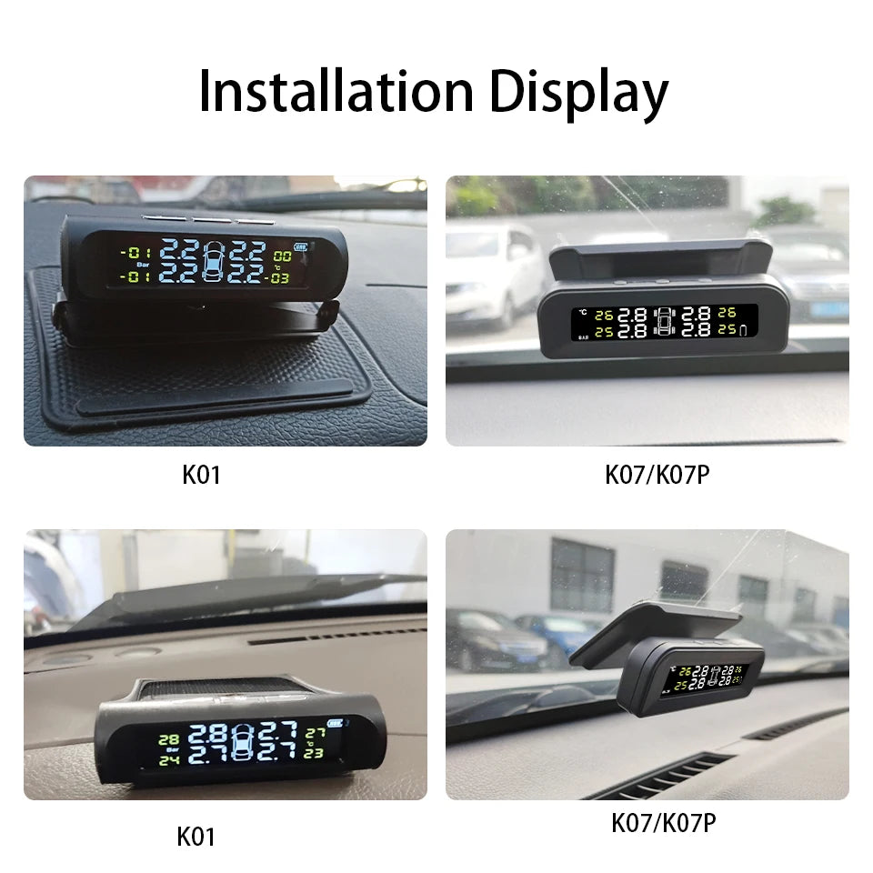 ACCEO Car TPMS - Solar Digital LCD Display Safety Alarm