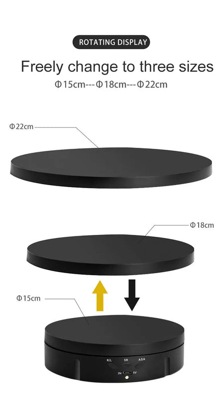 Electric Rotating Turntable with 3 Speed Modes &amp; USB Charging