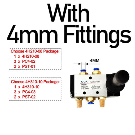 Air Valve Switch 4H210-08 4H310-10 4H410-15 &ndash; Direct Acting With 4mm Fittings / 4H410-15