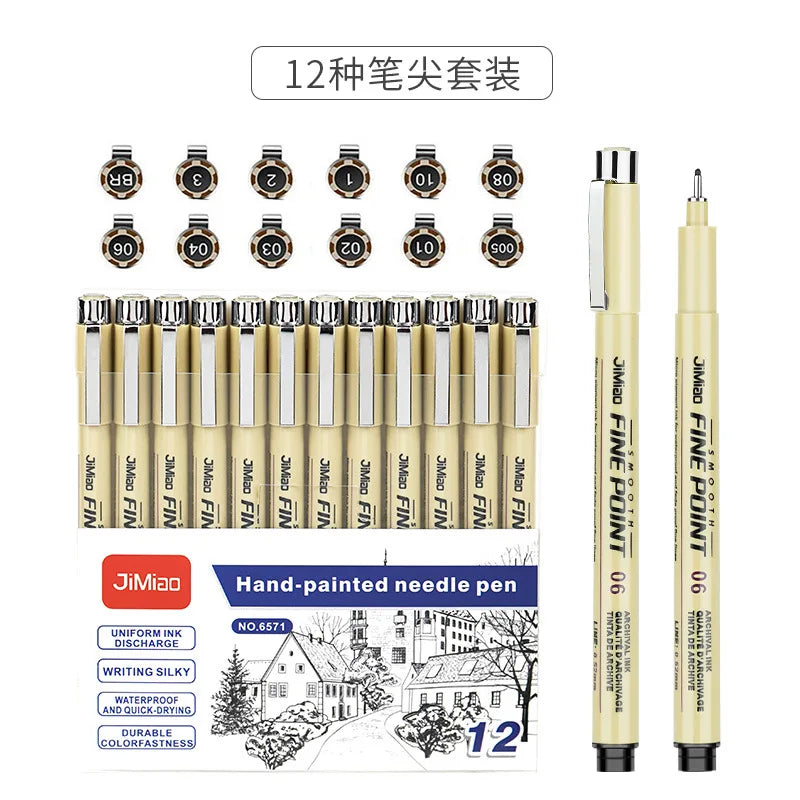 Manga Art Marker Set 12 Color &ndash; Fine Line Manga Illustration 12pcs