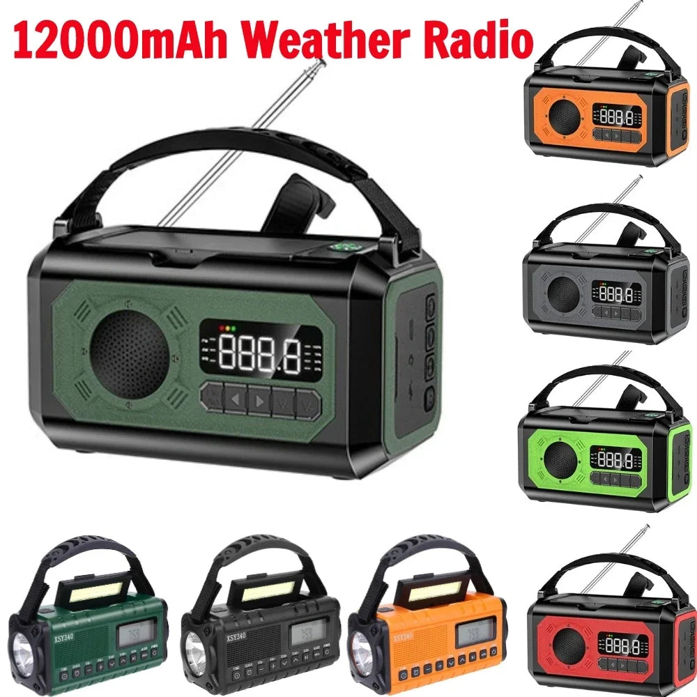 12000mAh Portable Emergency Radio with Built-In Speaker &amp; Flashlight