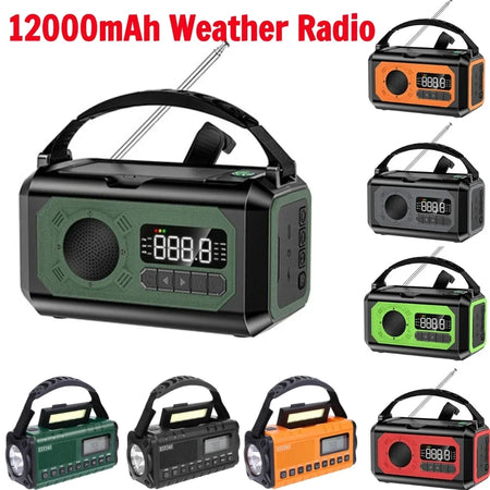 12000mAh Portable Emergency Radio with Built-In Speaker &amp; Flashlight