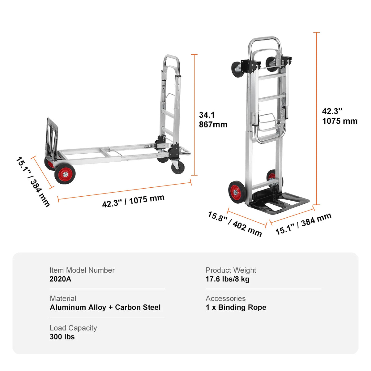 SucceBuy Folding Hand Truck 400 Lbs &ndash; Sturdy Steel Frame 400 lbs / United States