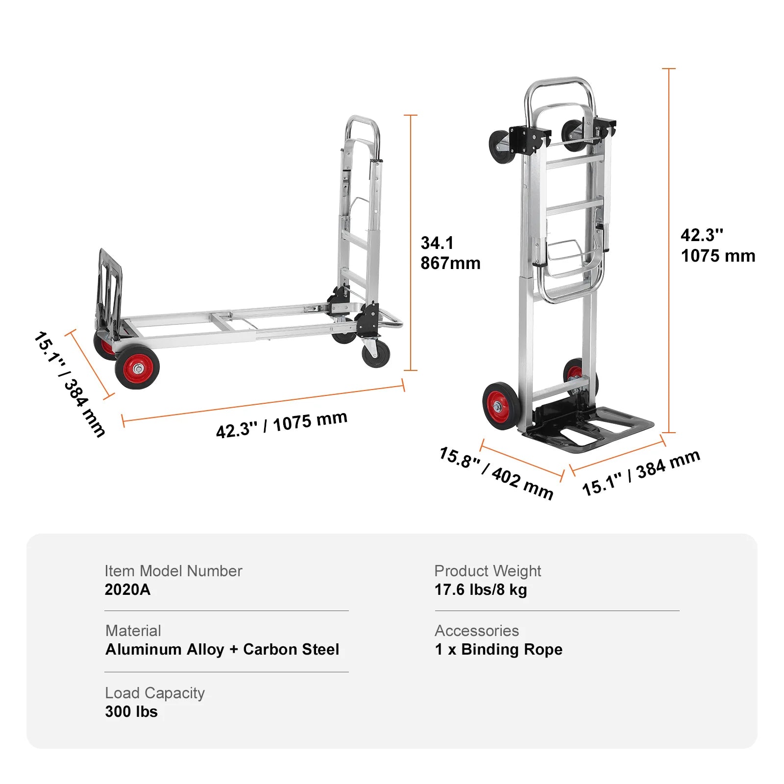 SucceBuy Folding Hand Truck 400 Lbs &ndash; Sturdy Steel Frame 400 lbs / United States