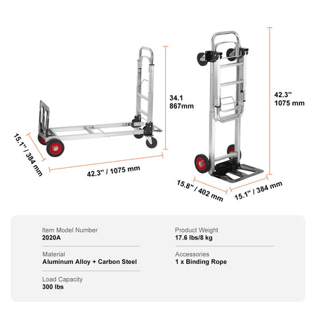 SucceBuy Folding Hand Truck 400 Lbs &ndash; Sturdy Steel Frame 400 lbs / United States