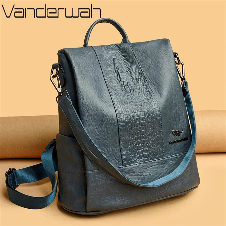 Μαλακό Δερμάτινο Γυναικείο Σακίδιο Πλάτης, Μεγάλη Χωρητικότητα 20 έως 35 L για Σχολείο, Ταξίδια και Καθημερινή Χρήση