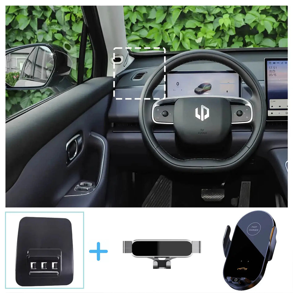 Gravity Car Phone Mount With Wireless Charging For Leapmotor C10 C16 by InterCyprus Trading Ltd
