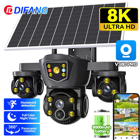 DIFANG V380 Pro Solar Camera &ndash; 4G SIM And Solar Power 4G Sim Cam 128g Card
