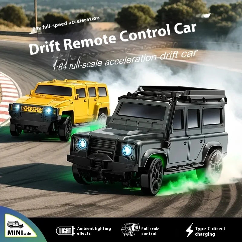 CONUSEA 1/64 Off-Road RC Driftauto met Verlichting, Afstandsbediening Voertuig