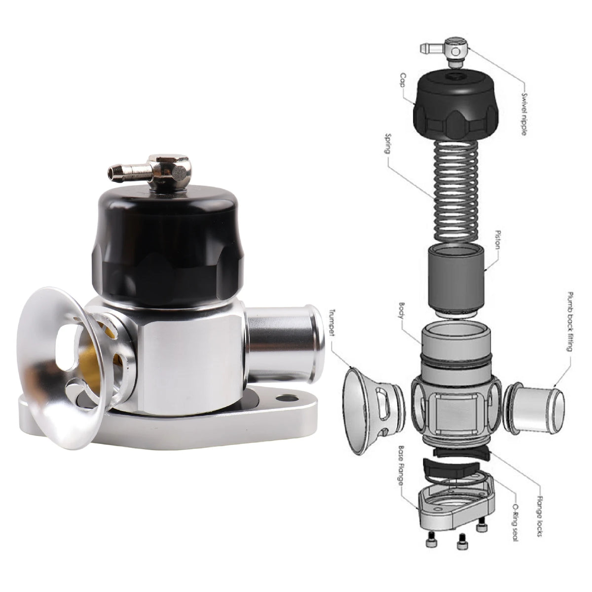 Blow Off Valve Dual Port Aluminum for Mazda Mazdaspeed 3 6 Subaru WRX by InterCyprus Trading Ltd