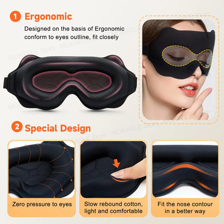 3D Sleeping Mask - Light Blocking, Soft Eye Mask for Travel &amp; Sleep