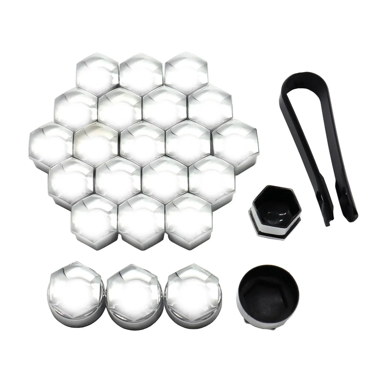 24pcs 17MM Car Chrome Wheel Nut Caps Protector Hub Tighten Screws Covers Tyre Nut Bolts Outward Decoration Studs Guard Vehicle by InterCyprus Trading Ltd