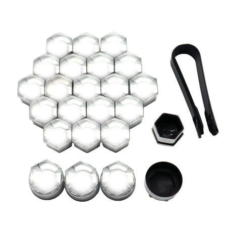 24pcs 17MM Car Chrome Wheel Nut Caps Protector Hub Tighten Screws Covers Tyre Nut Bolts Outward Decoration Studs Guard Vehicle by InterCyprus Trading Ltd