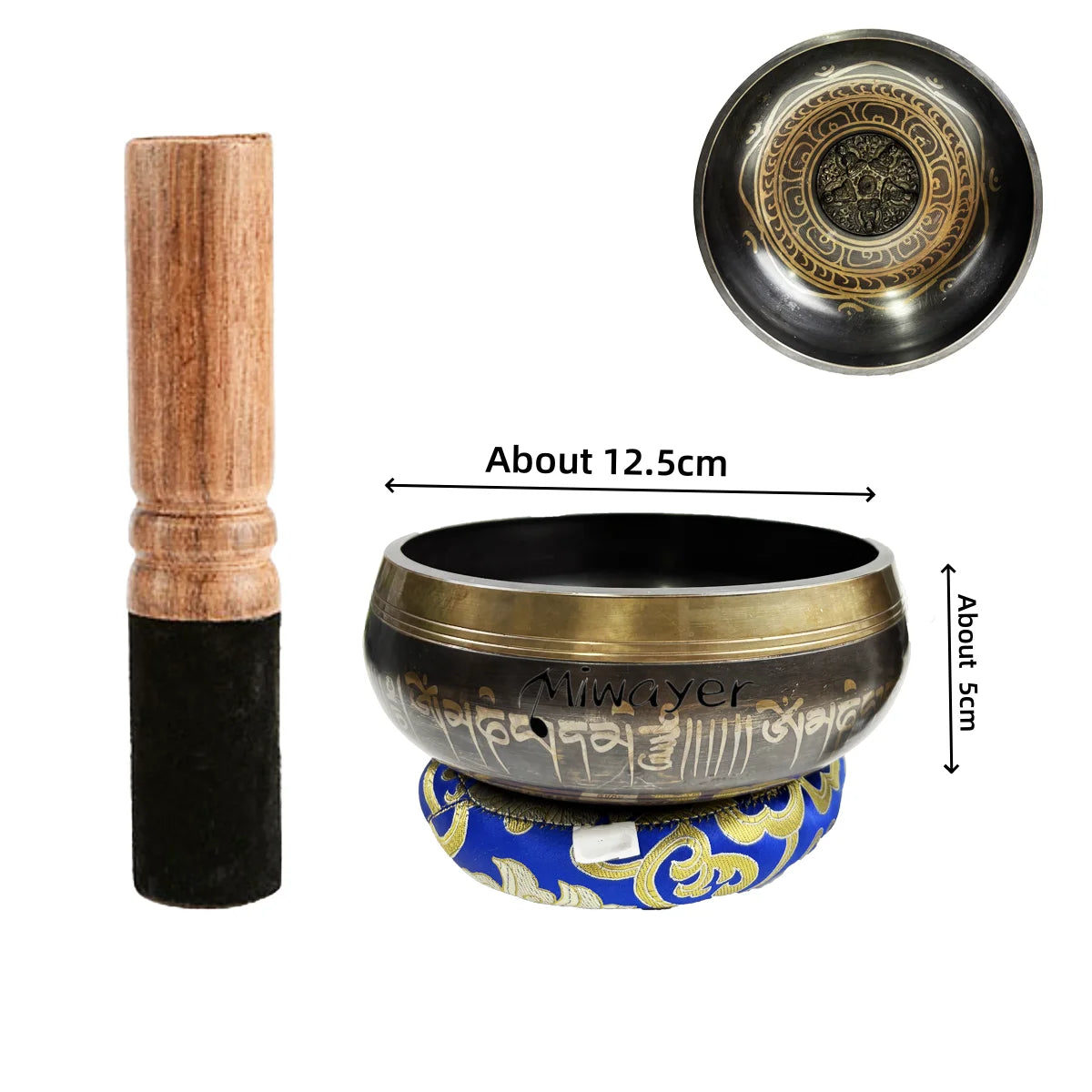 Tibetan Singing Bowl Set 8.5 to 20 cm - Meditation Aid 12.5cm