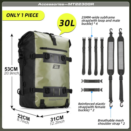 Rhinowalk Motorcycle Back Seat Bag 100% Waterproof Dry Cycling Backpack Tail Bag 8L/15L/30L For Long Distance Saddle Pack 1 PC by InterCyprus Trading Ltd