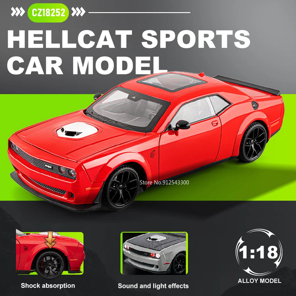 1:18 Merilo Diecast Model Avto Igrača z Metalno Telo, Zvok in Svetloba, Potegni Nazaj