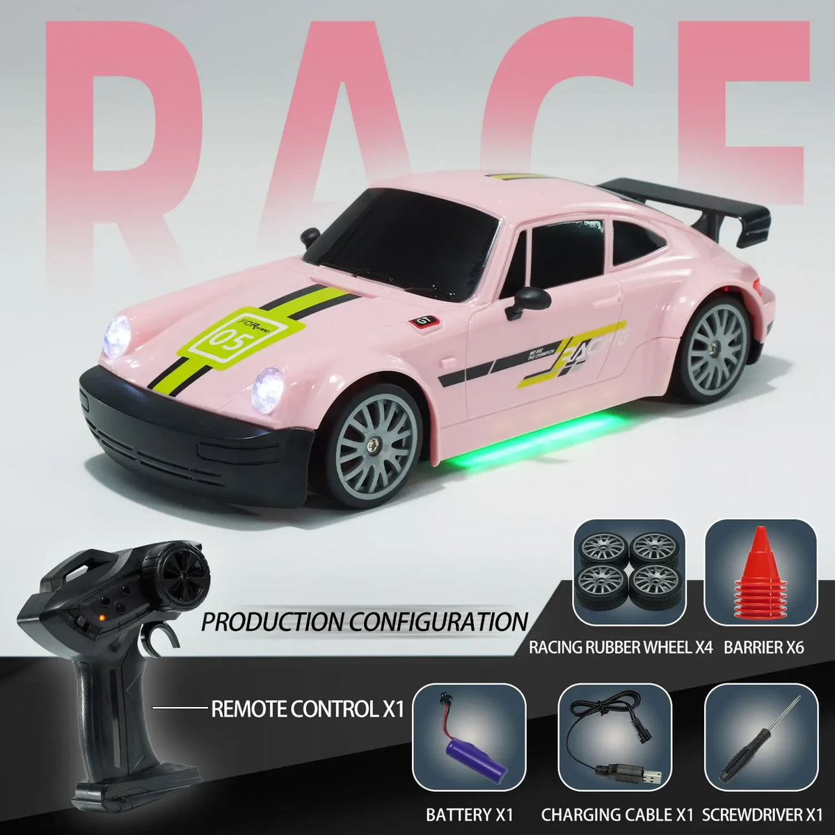 High-Speed 1:20 4WD RC Racing Car - 20Km/h Remote Control Drift Car light red