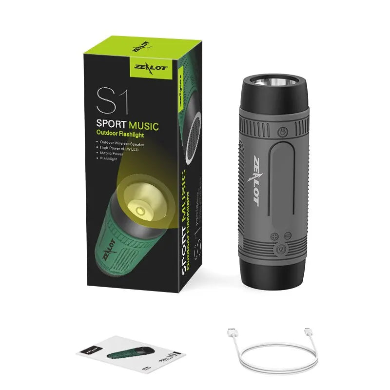 ZEALOT-S1 Outdoor Waterproof Bluetooth Speaker &ndash; TF Card Grey / 0.5" / 1"|Speaker