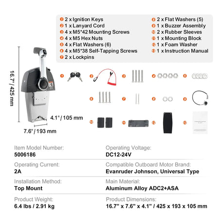 Throttle Control 8M0059686 &ndash; Top Mounted Remote Box Evinrude / GERMANY