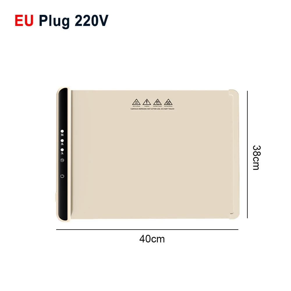 Electric Warming Tray Food Warmer Plate &ndash; Fast Heating White 220V 40x38cm