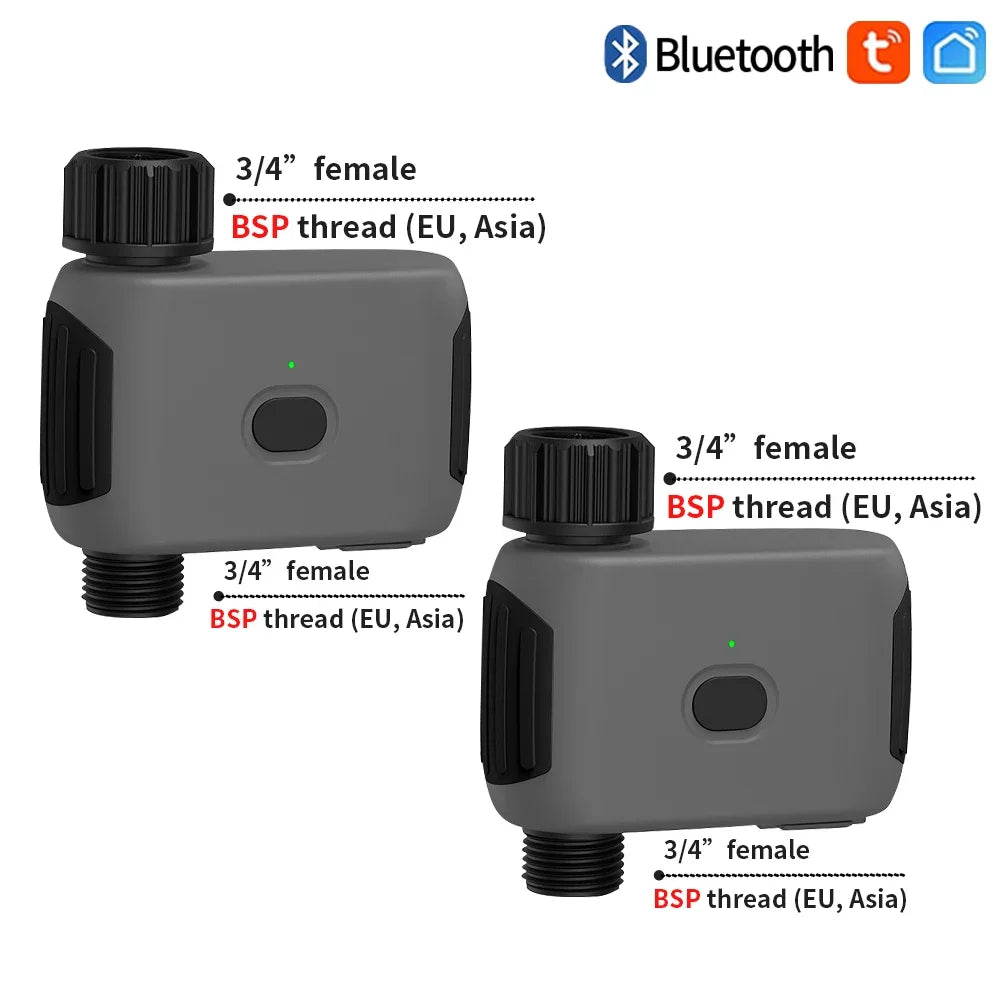 Smart Tuya Bluetooth Garden Water Timer - Alexa Compatible, Rain Delay, Automatic Irrigation EU Version 2Pcs / CHINA / Bluetooth Version