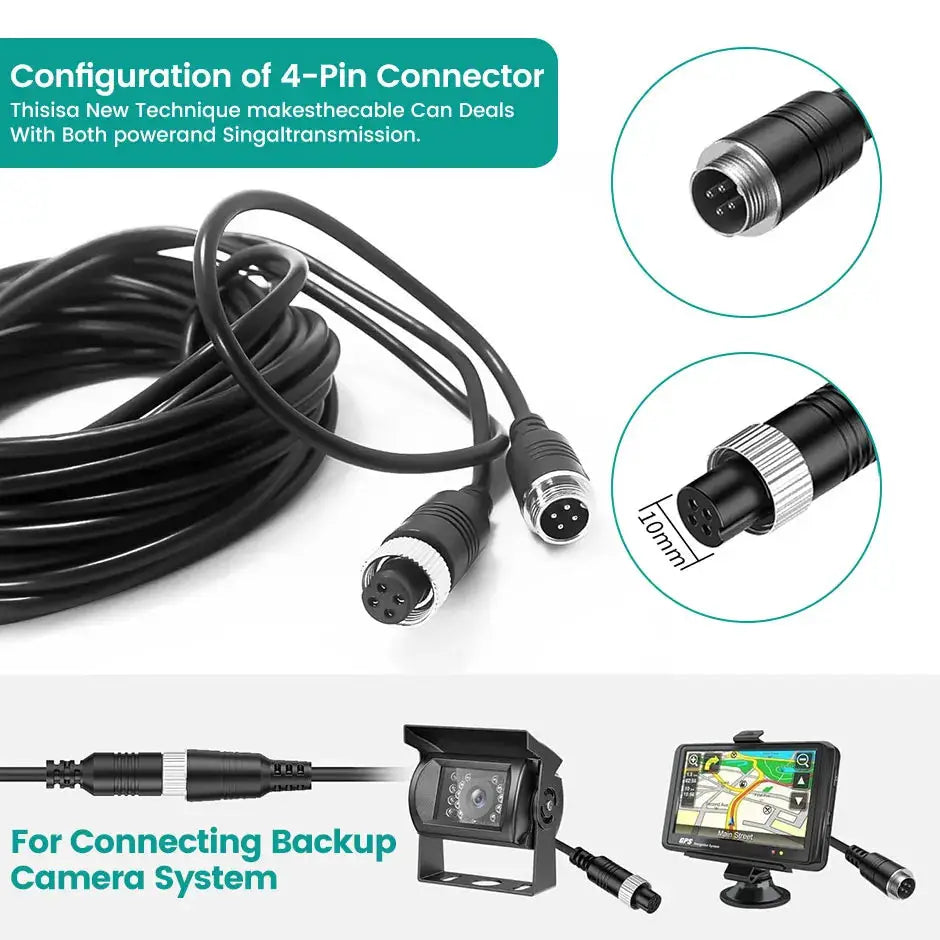4-Pin Aviation Extension Video Cable With ABS Housing For Truck Bus by InterCyprus Trading Ltd