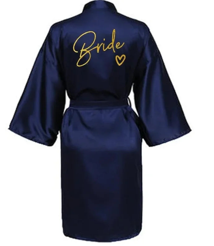 Team Bride Satin Robe - Elegant Silk &amp; Polyester Robe for Women As the photo show 3 / XXL