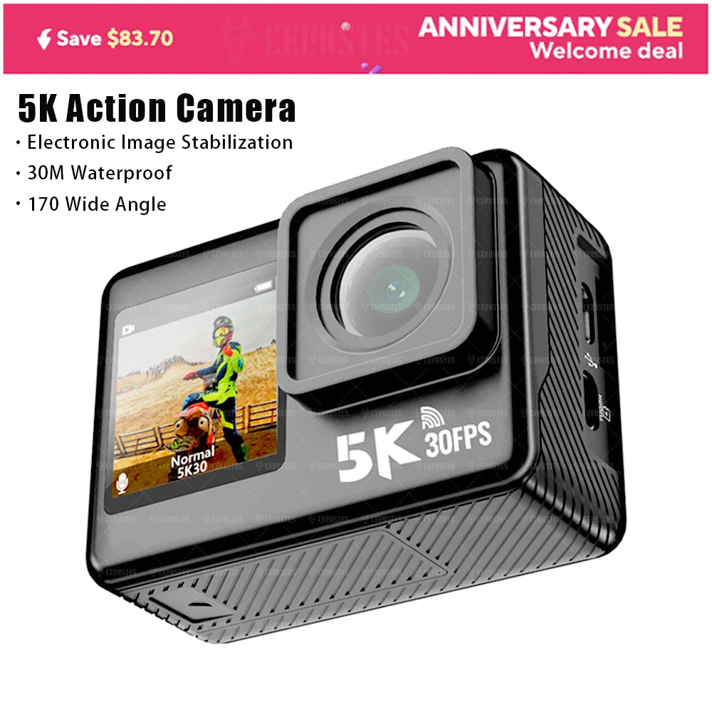 CERASTES Action Camera &ndash; 5K Ultra High Definition with Dual Screen