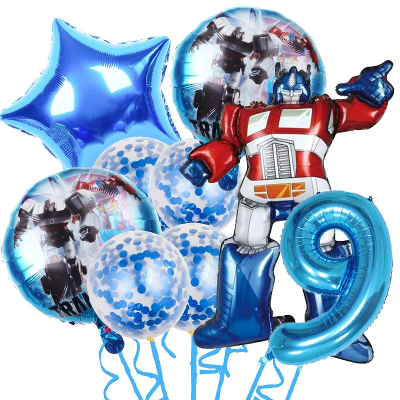 Transformers Boys Birthday Party Balloon Decoration Set B 9PCS-9 / as the picture show