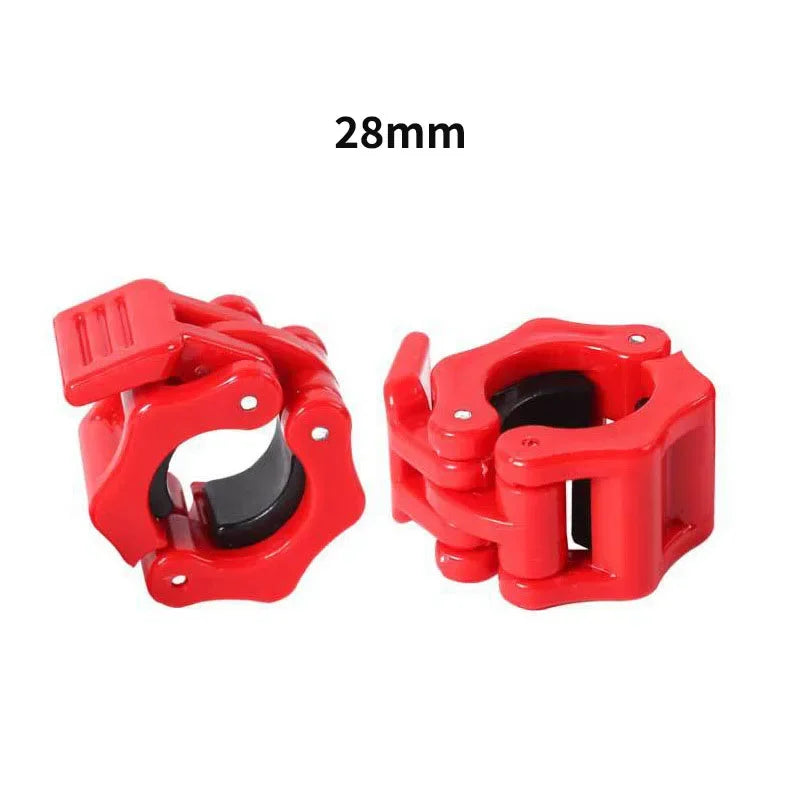 Premium Barbell Collar Locks - Secure &amp; Durable Weight Lifting Clips Red-28mm 1Pair