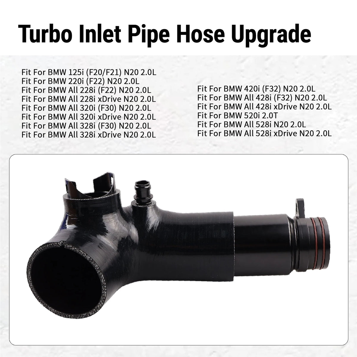 Black Inlet Pipe for BMW N20/N26 2.0T 125i 228i 320i 328i 520i 528i by InterCyprus Trading Ltd