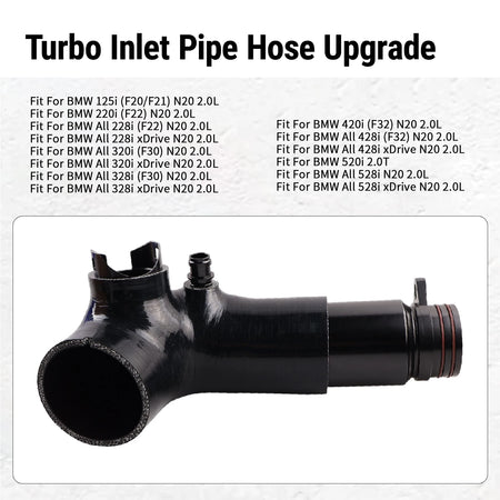 Black Inlet Pipe for BMW N20/N26 2.0T 125i 228i 320i 328i 520i 528i by InterCyprus Trading Ltd