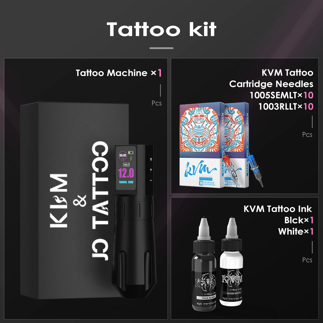 KVM Wireless Tattoo Pen Kit &ndash; Long Battery Life 1800mAh