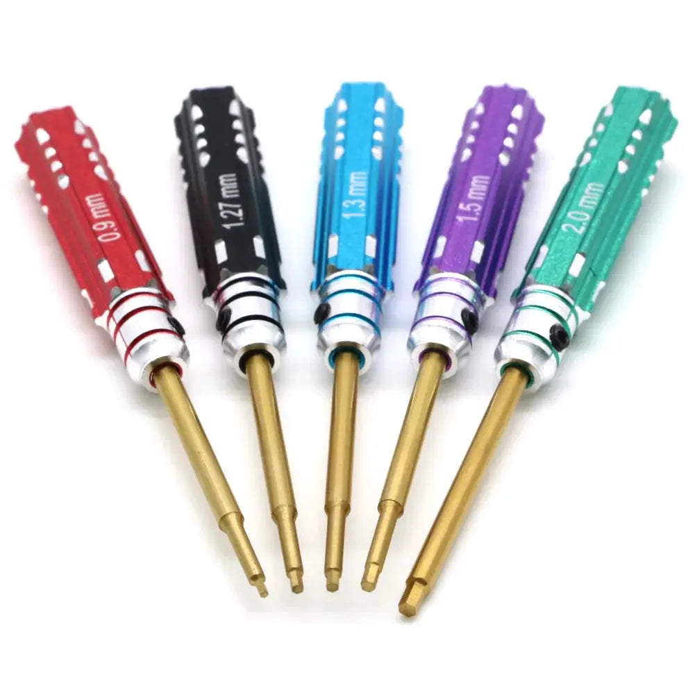 5pcs/set RC Mini 0.9mm 1.27mm 1.3mm 1.5mm 2.0mm Hex Screw Driver Set Titanium Screwdriver for Axial SCX24 1/24 RC Crawler Truck by InterCyprus Trading Ltd