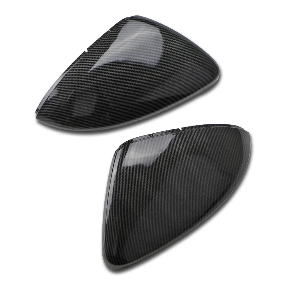 Carbon Fiber &amp; Gloss Black Rearview Mirror Covers for VW Golf MK7/MK7.5 GTI R GTE GTD 2013-2020 - Stylish Car Accessory Replacement carbon black