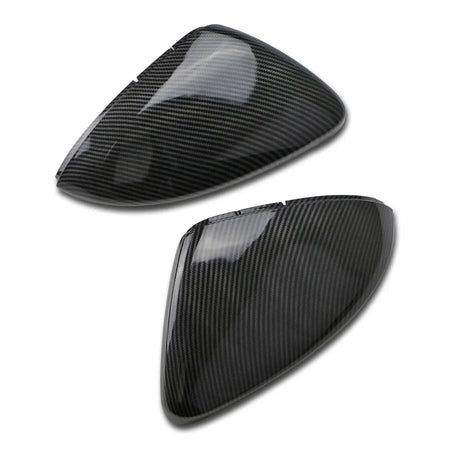 Carbon Fiber &amp; Gloss Black Rearview Mirror Covers for VW Golf MK7/MK7.5 GTI R GTE GTD 2013-2020 - Stylish Car Accessory Replacement carbon black