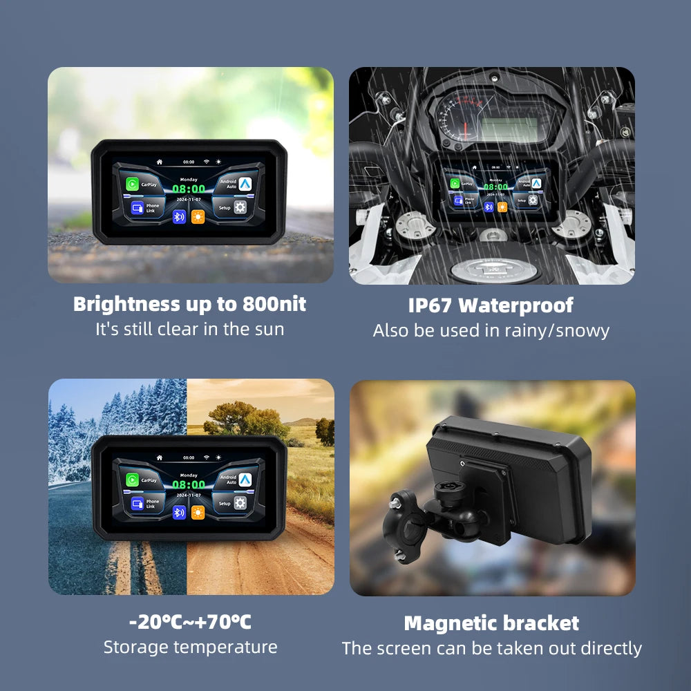 EKIY 6.0 Inch Portable Digital Motorcycle Dashboard &ndash; Waterproof GPS Navigation Display