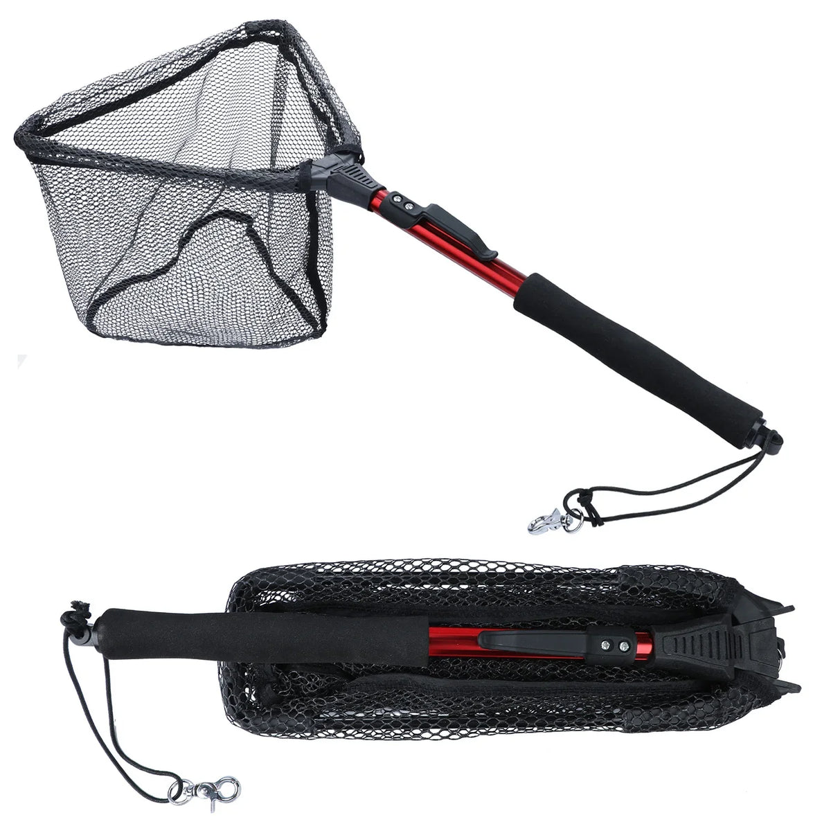 Sougayilang Folding Telescopic Fishing Landing Net - 65-112cm Red 1section 65cm