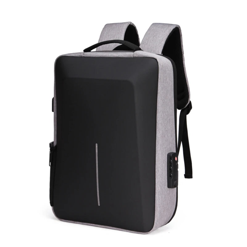 Men's Anti-Theft Backpack &ndash; High-Capacity Travel USB Charger Light Gray