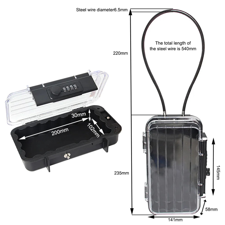 Transparent Waterproof Password Box &ndash; Removable Cable