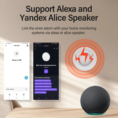 Tuya WiFi Siren Alarm - Smart Home Security 100dB Speaker, Alexa &amp; Tuya Compatible