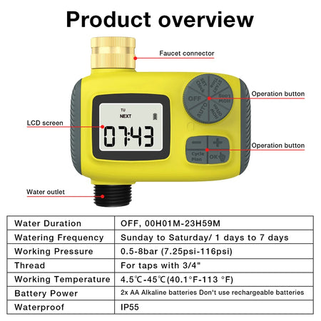 1/3 Zone Automatic Irrigation Water Timer &ndash; Smart Schedule 1 outlet