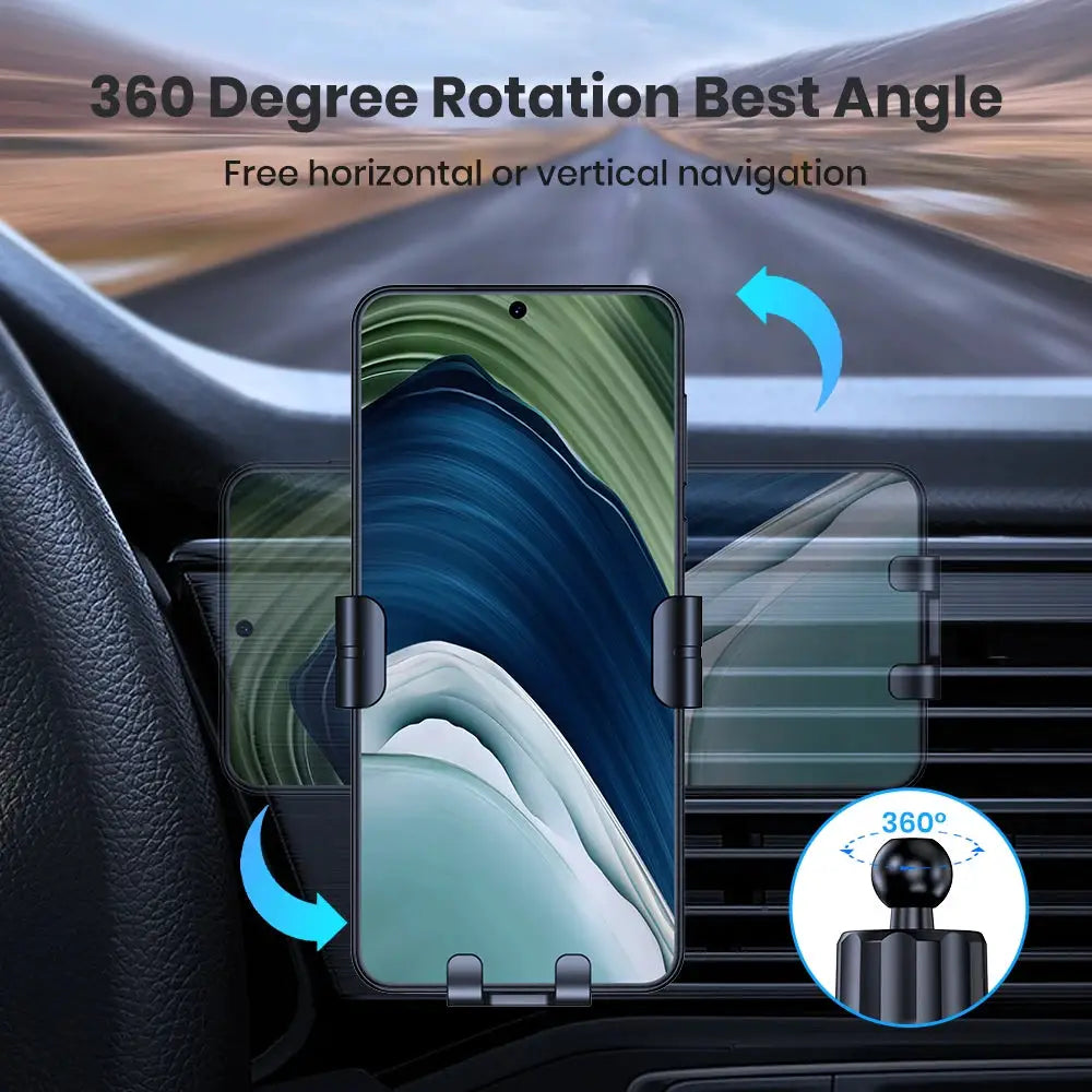 TOPK Universal Car Phone Holder, Hands Free Air Vent Mount for Car, Cell Phone Stand Compatible with iPhone & Android Smartphone by InterCyprus Trading Ltd