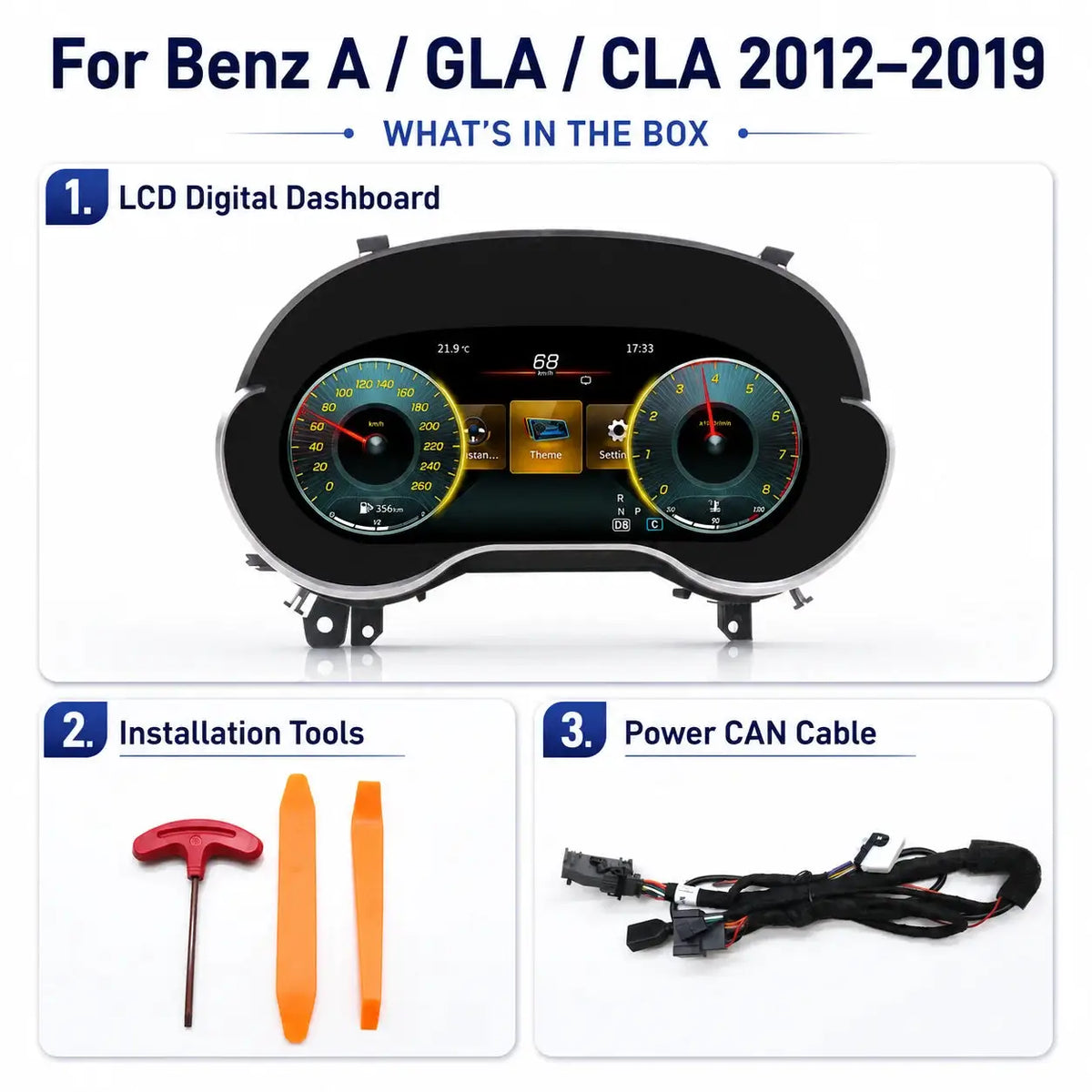 12.3 "LCD Digital Dashboard Cluster For Mercedes Benz A GLA CLA Class W176 X156 117 C177 With Wireless CarPlay Android Auto 8 UI by InterCyprus Trading Ltd