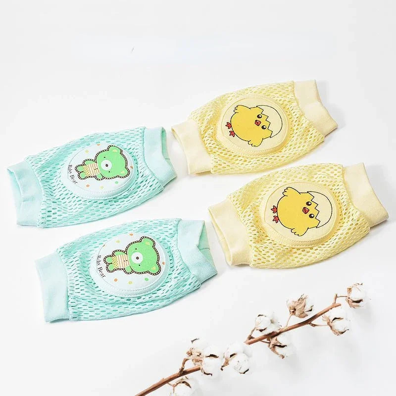 2 Pack Baby Knee Pads &ndash; Breathable Mesh Summer Protection Green and Yellow