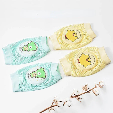 2 Pack Baby Knee Pads &ndash; Breathable Mesh Summer Protection Green and Yellow