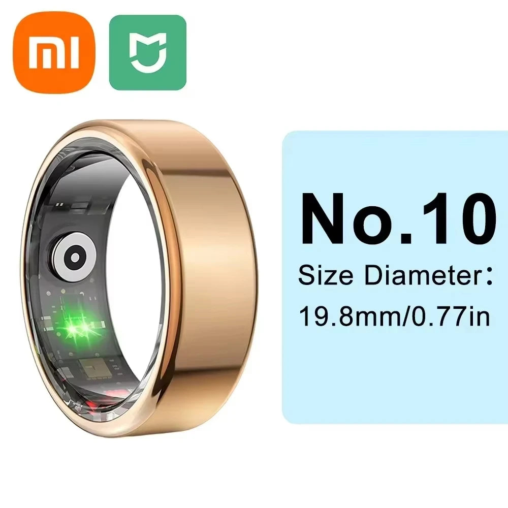 Xiaomi Smart Ring: Advanced Health Monitor with Heart Rate, Sleep Tracking &amp; Gesture Control Golden size 10