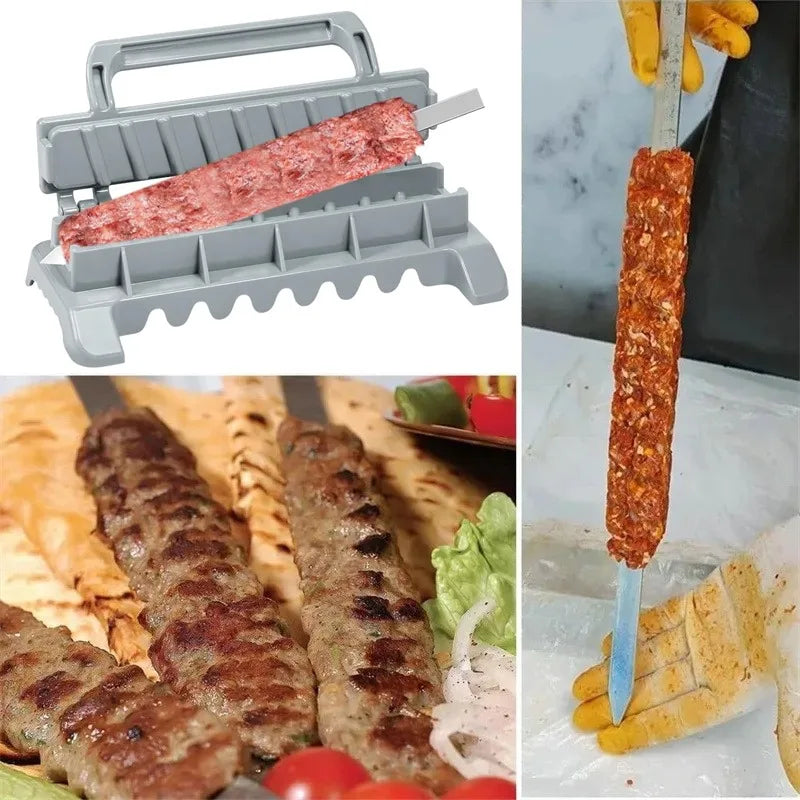 Manual Kebab Maker with Reusable 2.3cm Steel Skewers for Perfect Outdoor Grilling