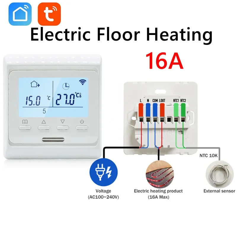 WiFi Floor Heating Thermostat 220V 16A &ndash; App Remote Control Electric-WiFi / AC100-240V
